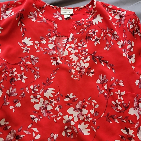 Ava & Viv 1x red Floral Blouse - Picture 3 of 5